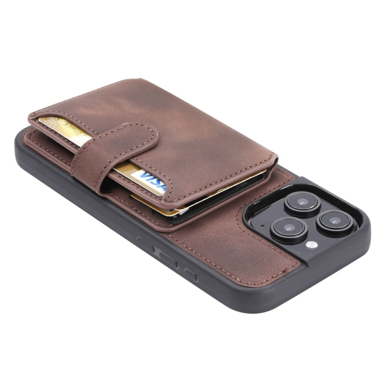 For iPhone 16 Pro Max Skin Feel Dream RFID Anti-theft PU Card Bag Phone Case(Coffee) by buy2fix