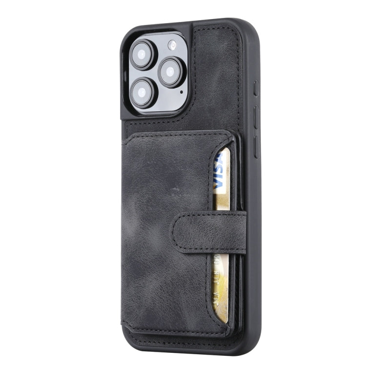 For iPhone 16 Pro Skin Feel Dream RFID Anti-theft PU Card Bag Phone Case(Black) by buy2fix