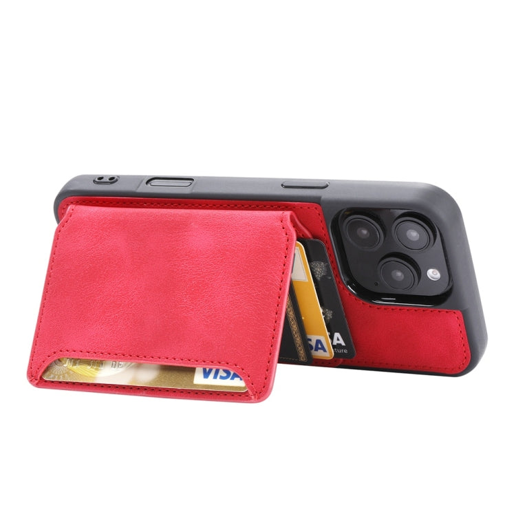 For iPhone 16 Pro Skin Feel Dream RFID Anti-theft PU Card Bag Phone Case(Red) by buy2fix