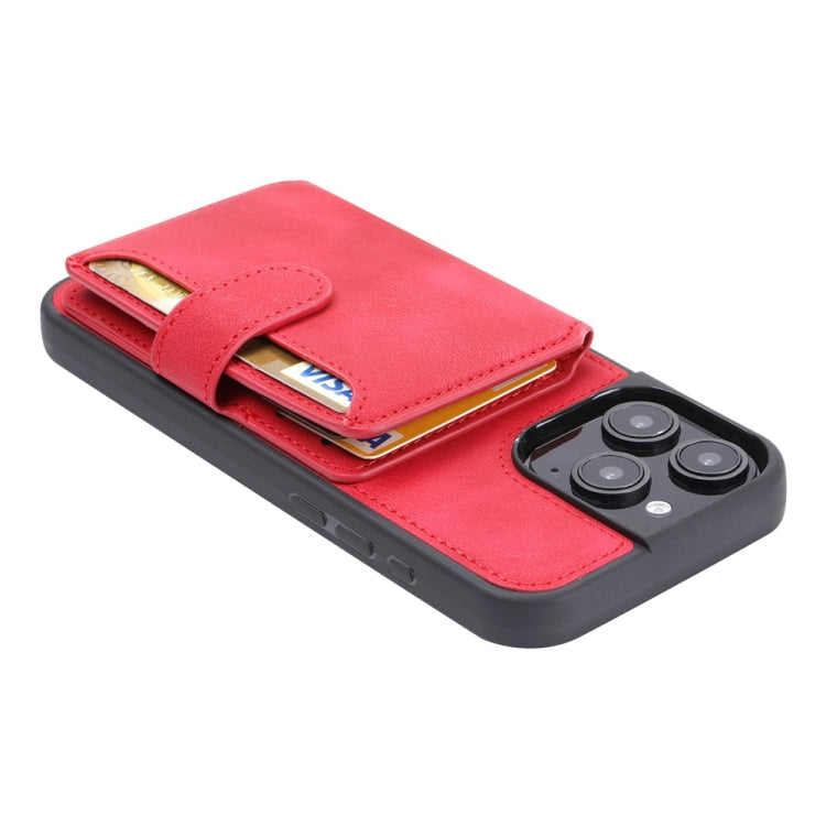 For iPhone 16 Pro Skin Feel Dream RFID Anti-theft PU Card Bag Phone Case(Red) by buy2fix