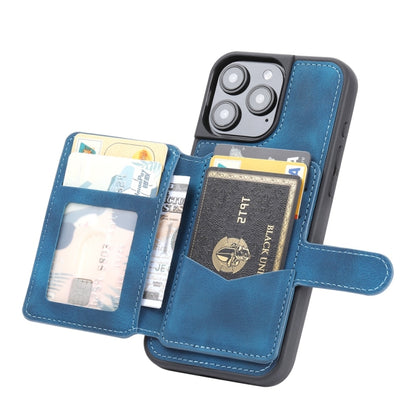For iPhone 16 Pro Skin Feel Dream RFID Anti-theft PU Card Bag Phone Case(Peacock Blue) by buy2fix