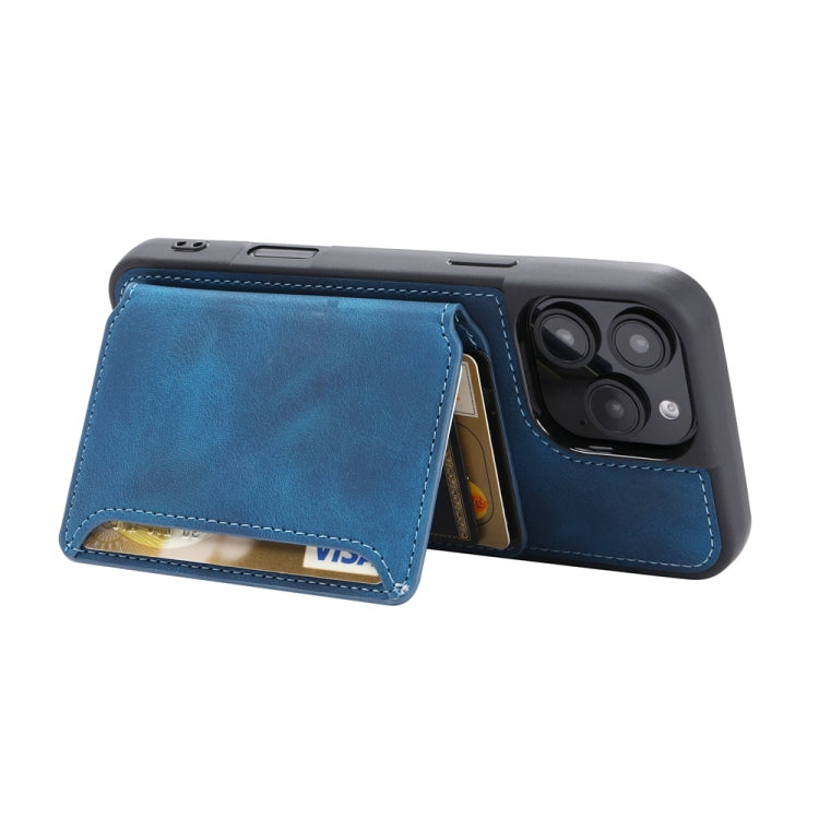 For iPhone 16 Pro Skin Feel Dream RFID Anti-theft PU Card Bag Phone Case(Peacock Blue) by buy2fix