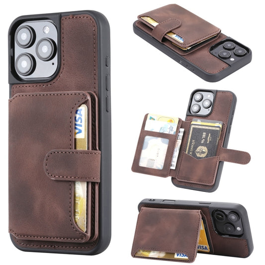 For iPhone 16 Pro Skin Feel Dream RFID Anti-theft PU Card Bag Phone Case(Coffee) by buy2fix