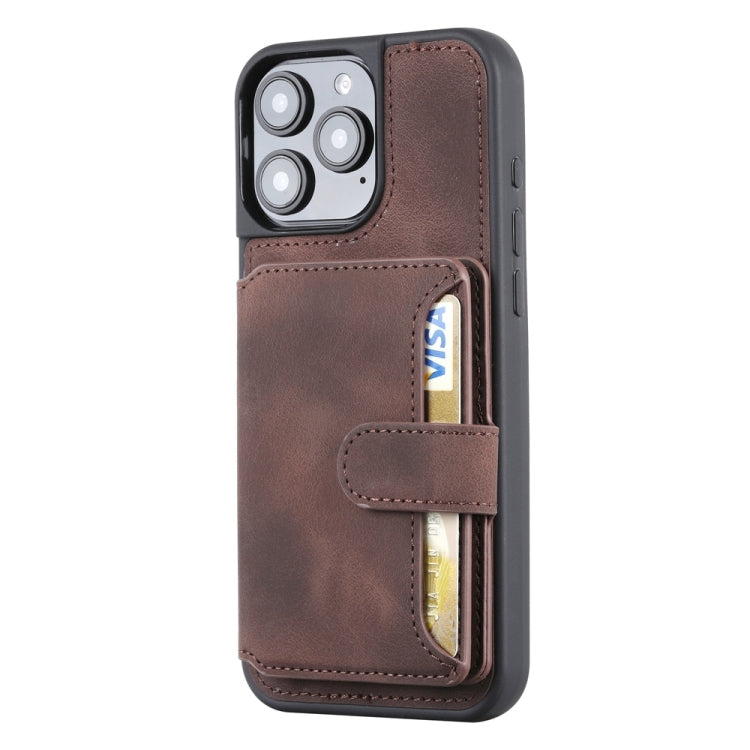 For iPhone 16 Pro Skin Feel Dream RFID Anti-theft PU Card Bag Phone Case(Coffee) by buy2fix