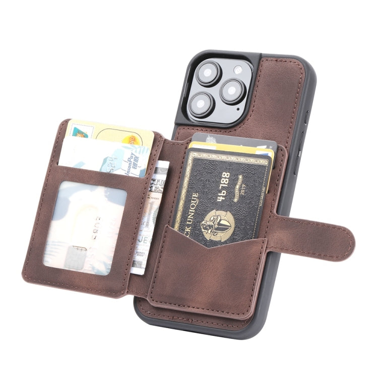 For iPhone 16 Pro Skin Feel Dream RFID Anti-theft PU Card Bag Phone Case(Coffee) by buy2fix