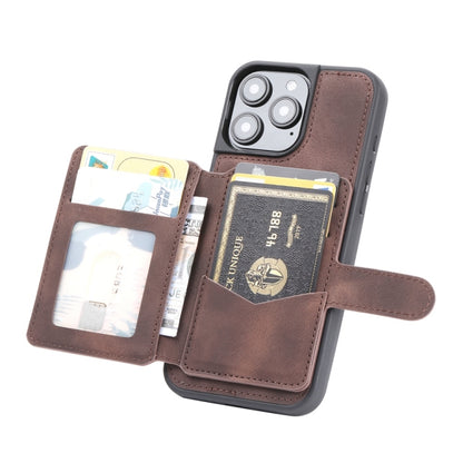 For iPhone 16 Pro Skin Feel Dream RFID Anti-theft PU Card Bag Phone Case(Coffee) by buy2fix