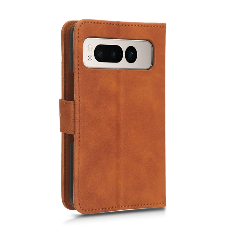 For Google Pixel Fold Skin Feel Magnetic Flip Leather Phone Case(Brown) by buy2fix
