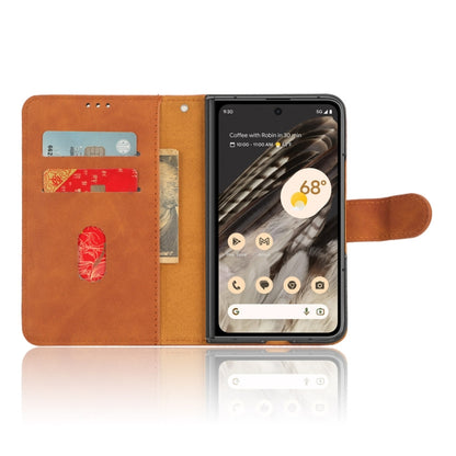 For Google Pixel Fold Skin Feel Magnetic Flip Leather Phone Case(Brown) by buy2fix