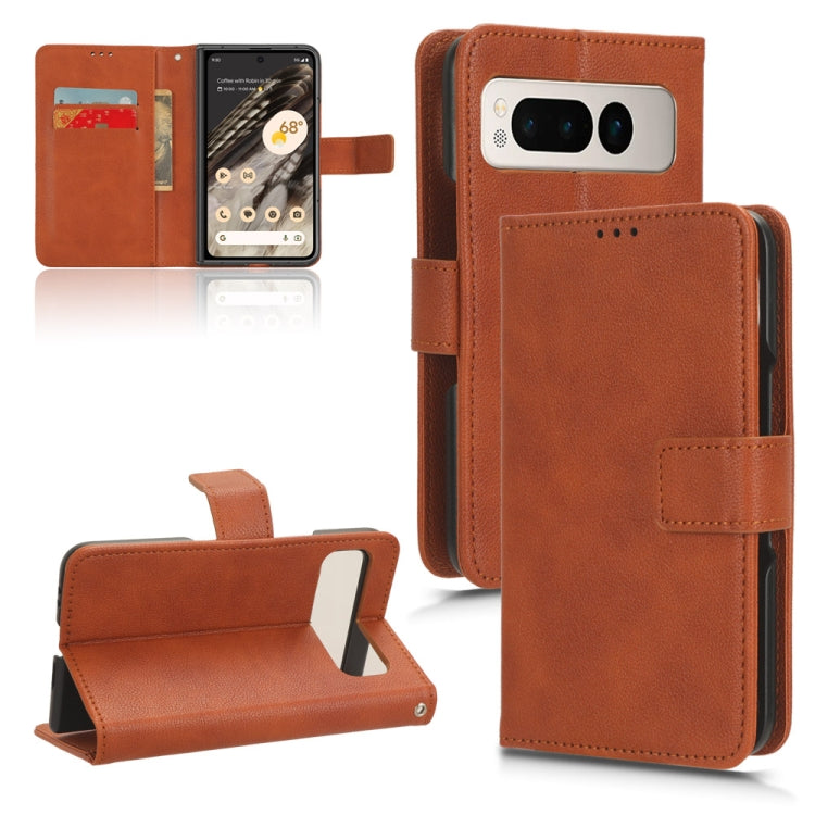 For Google Pixel Fold Lamb Texture Leather Phone Case(Brown) by buy2fix
