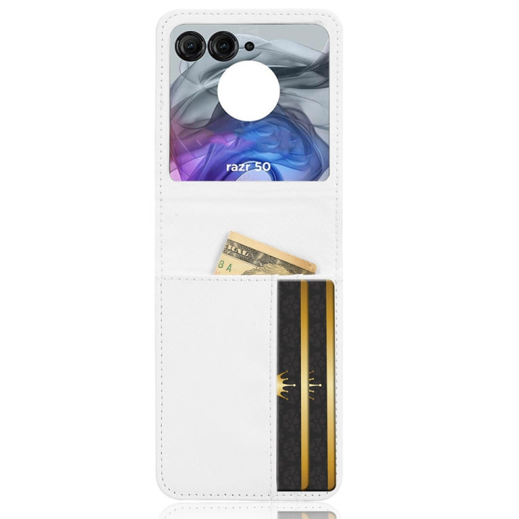 For Motorola Moto Razr 50 Card Slot PU Leather PC Phone Case(White) by buy2fix