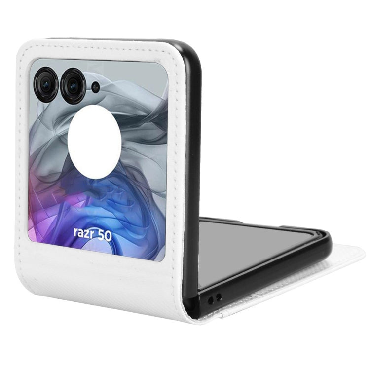 For Motorola Moto Razr 50 Card Slot PU Leather PC Phone Case(White) by buy2fix