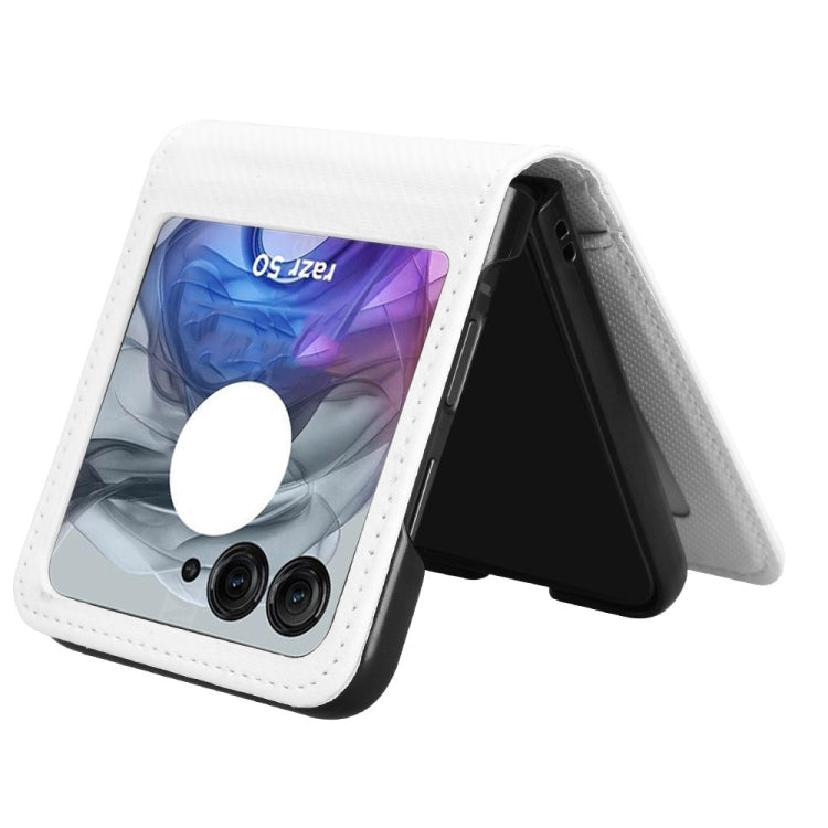 For Motorola Moto Razr 50 Card Slot PU Leather PC Phone Case(White) by buy2fix