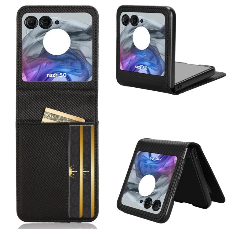 For Motorola Moto Razr 50 Card Slot PU Leather PC Phone Case(Black) by buy2fix