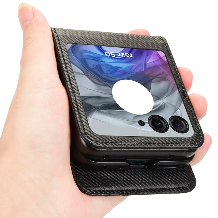 For Motorola Moto Razr 50 Card Slot PU Leather PC Phone Case(Black) by buy2fix