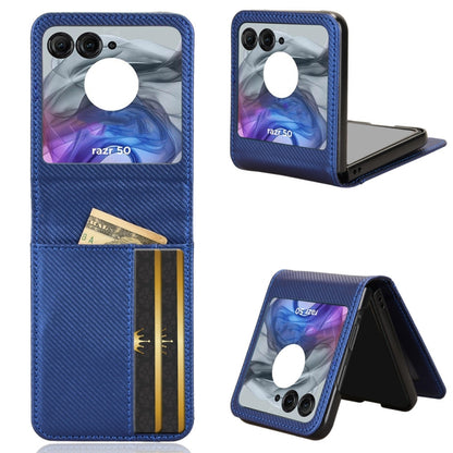 For Motorola Moto Razr 50 Card Slot PU Leather PC Phone Case(Blue) by buy2fix