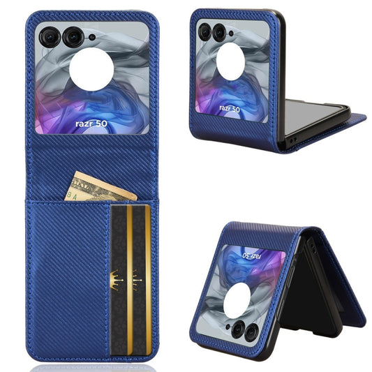 For Motorola Moto Razr 50 Card Slot PU Leather PC Phone Case(Blue) by buy2fix