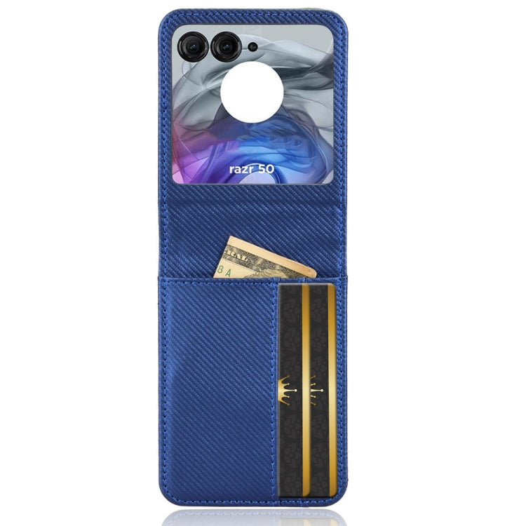 For Motorola Moto Razr 50 Card Slot PU Leather PC Phone Case(Blue) by buy2fix