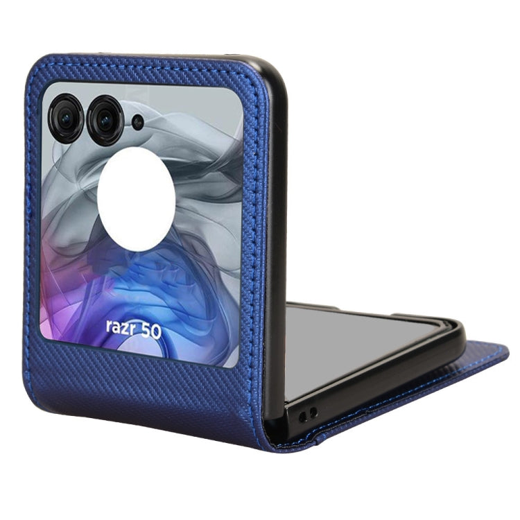 For Motorola Moto Razr 50 Card Slot PU Leather PC Phone Case(Blue) by buy2fix