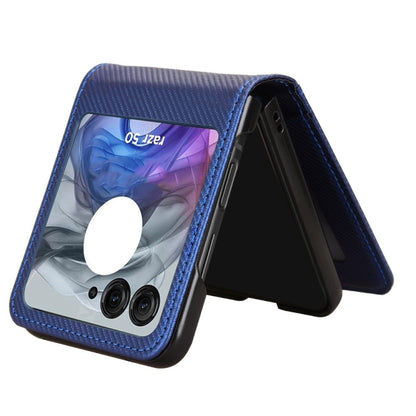 For Motorola Moto Razr 50 Card Slot PU Leather PC Phone Case(Blue) by buy2fix