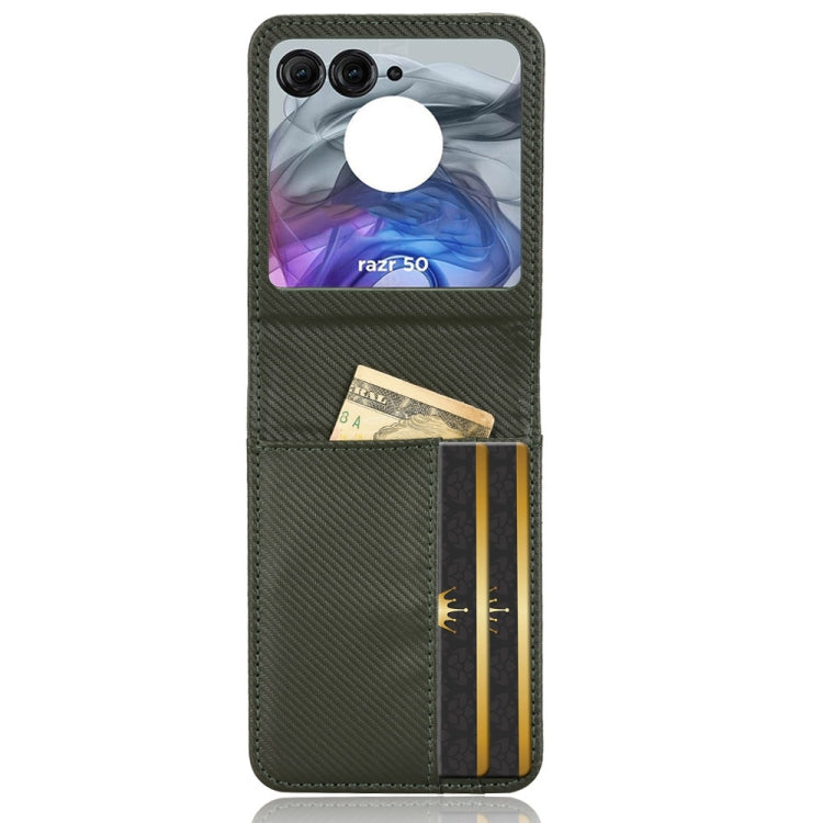 For Motorola Moto Razr 50 Card Slot PU Leather PC Phone Case(Green) by buy2fix