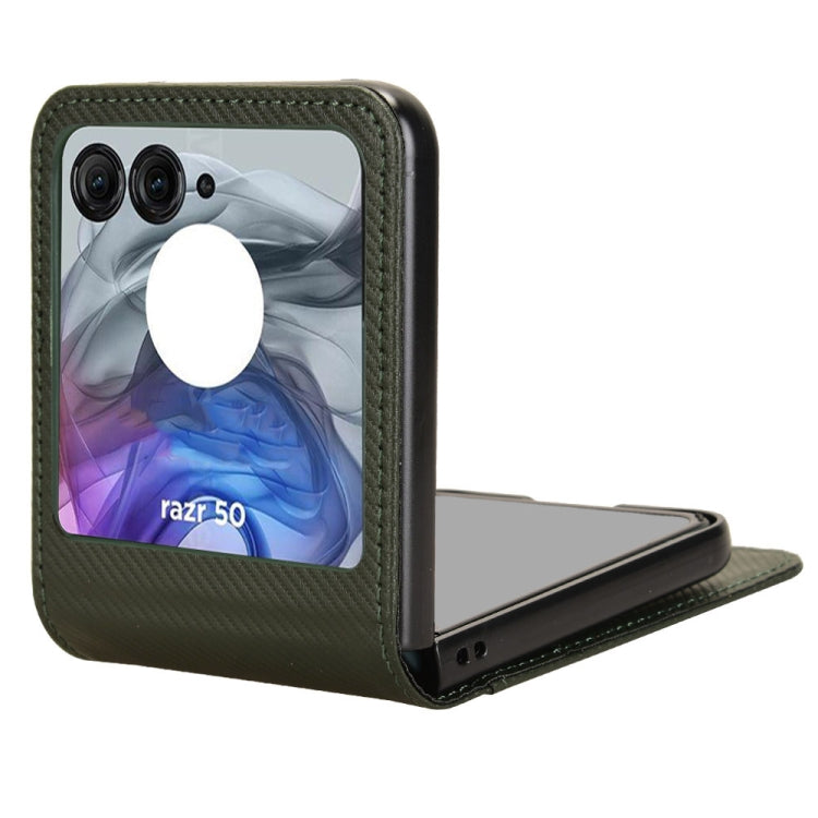For Motorola Moto Razr 50 Card Slot PU Leather PC Phone Case(Green) by buy2fix