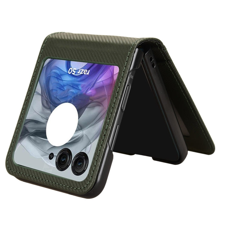 For Motorola Moto Razr 50 Card Slot PU Leather PC Phone Case(Green) by buy2fix