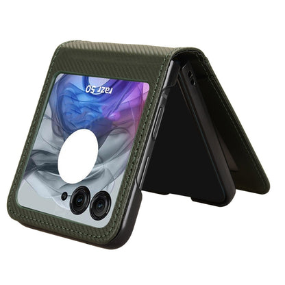 For Motorola Moto Razr 50 Card Slot PU Leather PC Phone Case(Green) by buy2fix