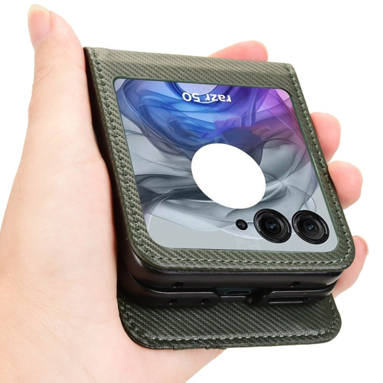 For Motorola Moto Razr 50 Card Slot PU Leather PC Phone Case(Green) by buy2fix