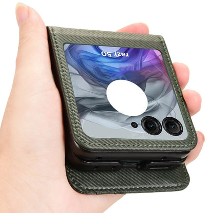 For Motorola Moto Razr 50 Card Slot PU Leather PC Phone Case(Green) by buy2fix