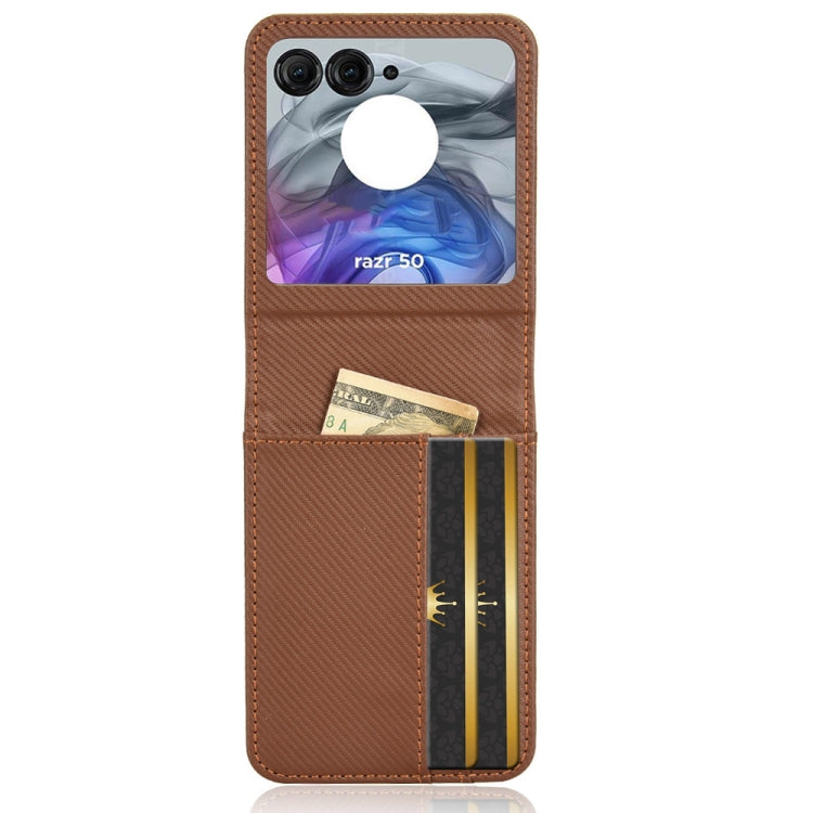 For Motorola Moto Razr 50 Card Slot PU Leather PC Phone Case(Brown) by buy2fix