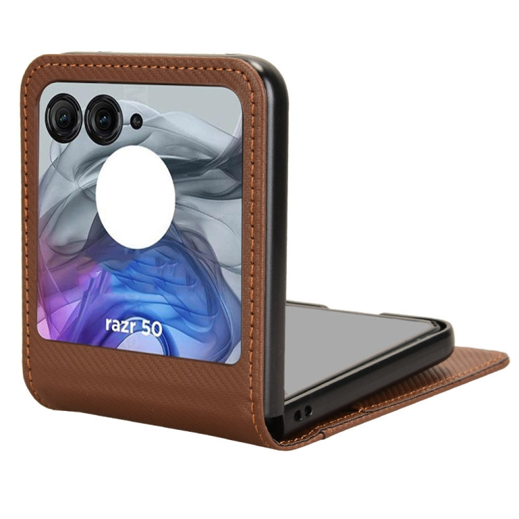 For Motorola Moto Razr 50 Card Slot PU Leather PC Phone Case(Brown) by buy2fix