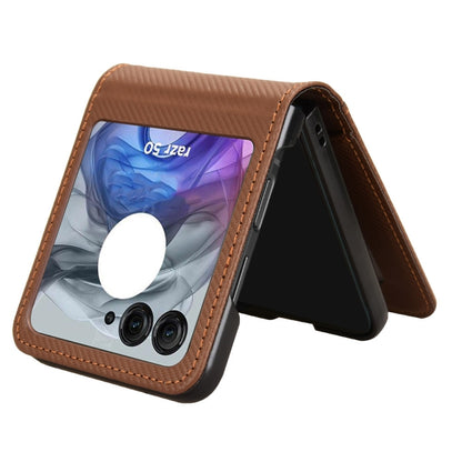 For Motorola Moto Razr 50 Card Slot PU Leather PC Phone Case(Brown) by buy2fix