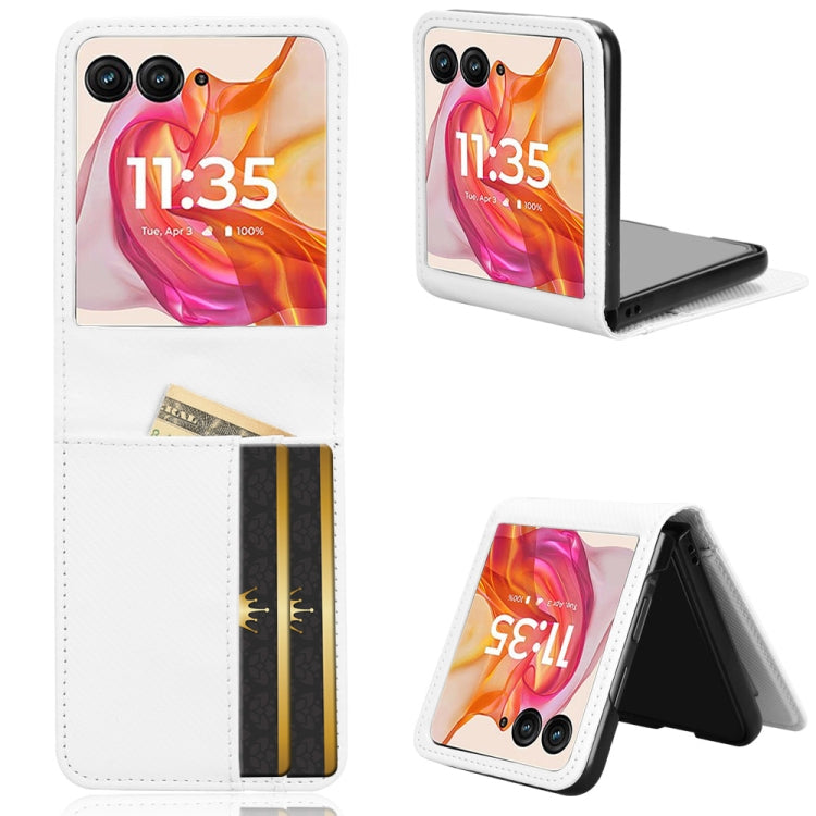 For Motorola Moto Razr 50 Ultra Card Slot PU Leather PC Phone Case(White) by buy2fix