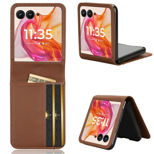 For Motorola Moto Razr 50 Ultra Card Slot PU Leather PC Phone Case(Brown) by buy2fix