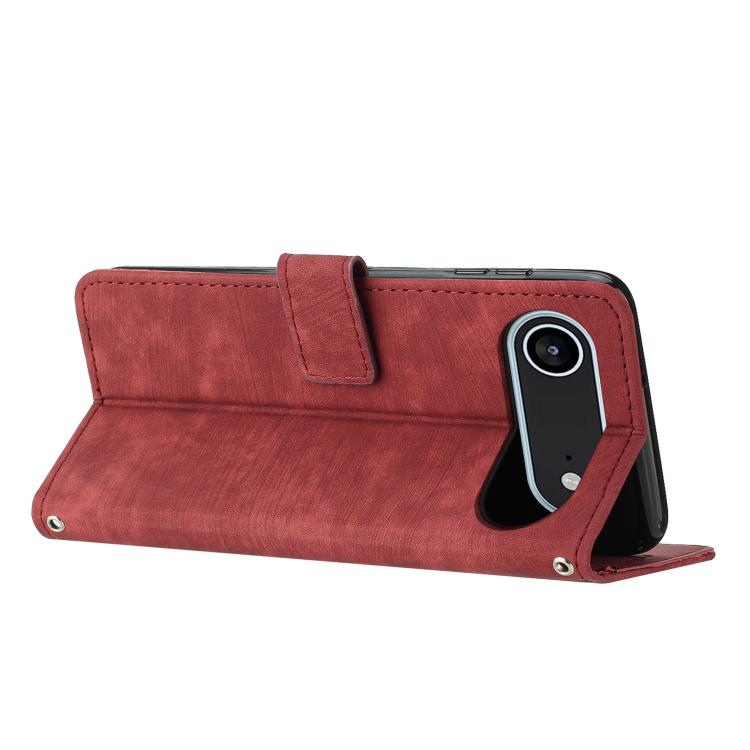 For iPhone Air Skin Feel Stripe Pattern Leather Phone Case with Lanyard(Red) - iPhone Air Cases by buy2fix | Online Shopping UK | buy2fix