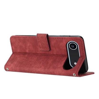 For iPhone Air Skin Feel Stripe Pattern Leather Phone Case with Lanyard(Red) - iPhone Air Cases by buy2fix | Online Shopping UK | buy2fix