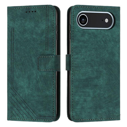 For iPhone Air Skin Feel Stripe Pattern Leather Phone Case with Lanyard(Green) - iPhone Air Cases by buy2fix | Online Shopping UK | buy2fix
