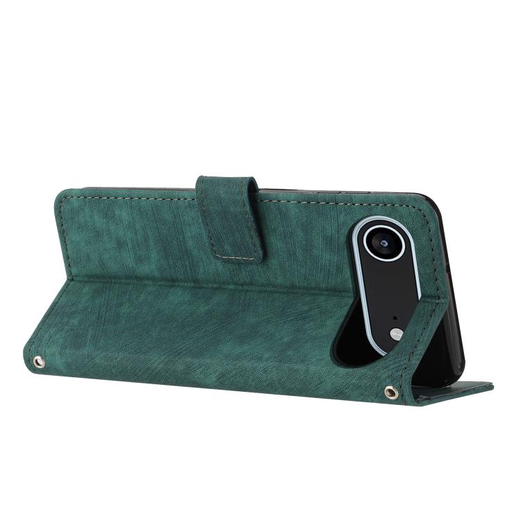 For iPhone Air Skin Feel Stripe Pattern Leather Phone Case with Lanyard(Green) - iPhone Air Cases by buy2fix | Online Shopping UK | buy2fix