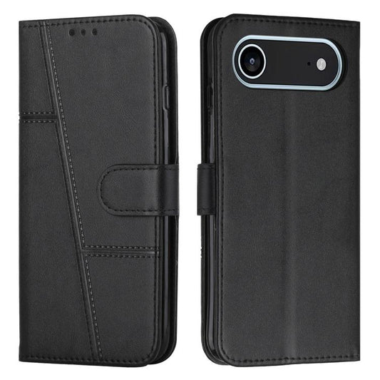 For iPhone Air Stitching Calf Texture Buckle Leather Phone Case(Black) - iPhone Air Cases by buy2fix | Online Shopping UK | buy2fix