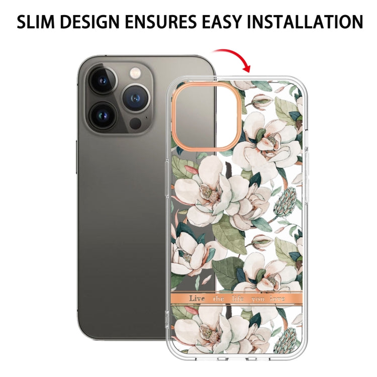 For iPhone 16 Pro Max Flowers and Plants Series IMD TPU Phone Case(Green Gardenia) by buy2fix