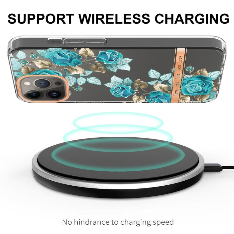 For iPhone 16 Pro Max Flowers and Plants Series IMD TPU Phone Case(Blue Rose) by buy2fix