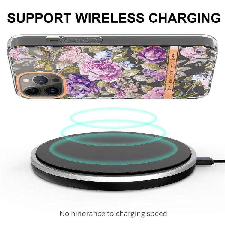 For iPhone 16 Pro Max Flowers and Plants Series IMD TPU Phone Case(Purple Peony) by buy2fix