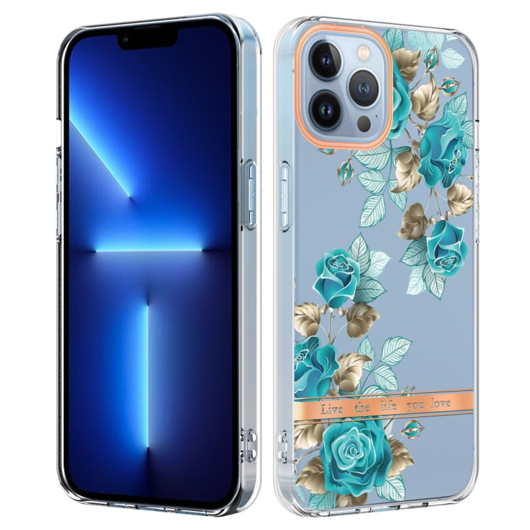 For iPhone 16 Pro Flowers and Plants Series IMD TPU Phone Case(Blue Rose) by buy2fix