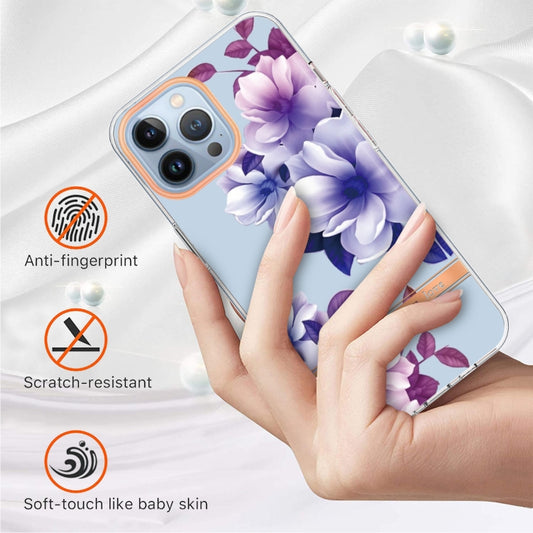 For iPhone 16 Pro Flowers and Plants Series IMD TPU Phone Case(Purple Begonia) by buy2fix