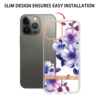 For iPhone 16 Pro Flowers and Plants Series IMD TPU Phone Case(Purple Begonia) by buy2fix