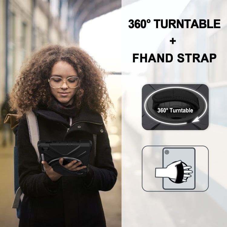 For Samsung Galaxy Tab S6 Lite P610 Shockproof Colorful Silicone + PC Protective Case with Holder & Shoulder Strap & Hand Strap & Pen Slot(Black) - Tab S6 Lite P610 / P615 by buy2fix | Online Shopping UK | buy2fix