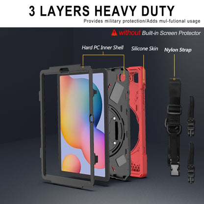 For Samsung Galaxy Tab S6 Lite P610 Shockproof Colorful Silicone + PC Protective Case with Holder & Shoulder Strap & Hand Strap & Pen Slot(Red) - Tab S6 Lite P610 / P615 by buy2fix | Online Shopping UK | buy2fix