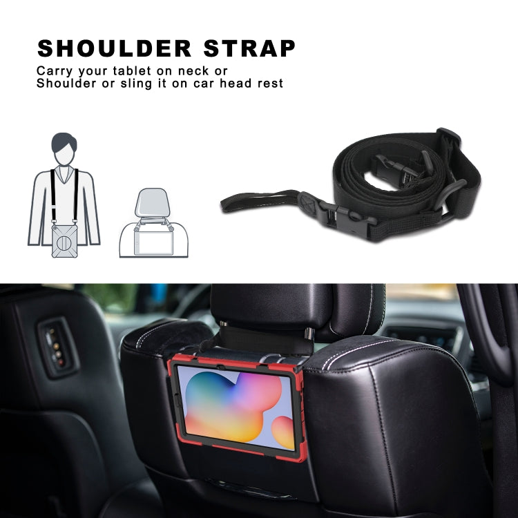 For Samsung Galaxy Tab S6 Lite P610 Shockproof Colorful Silicone + PC Protective Case with Holder & Shoulder Strap & Hand Strap & Pen Slot(Red) - Tab S6 Lite P610 / P615 by buy2fix | Online Shopping UK | buy2fix