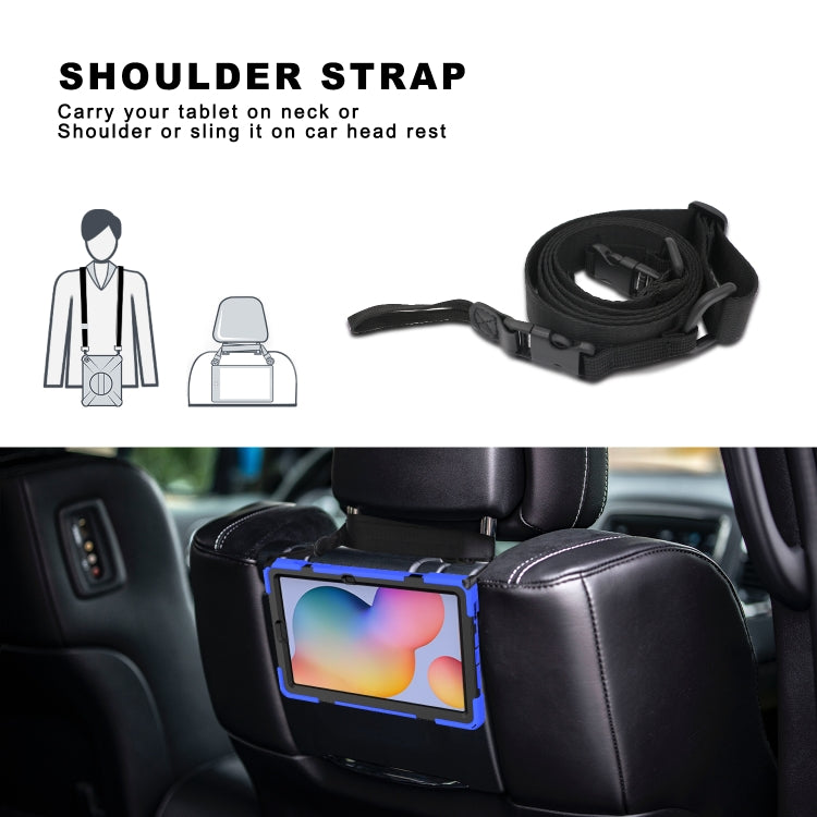 For Samsung Galaxy Tab S6 Lite P610 Shockproof Colorful Silicone + PC Protective Case with Holder & Shoulder Strap & Hand Strap & Pen Slot(Blue) - Tab S6 Lite P610 / P615 by buy2fix | Online Shopping UK | buy2fix