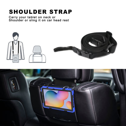 For Samsung Galaxy Tab S6 Lite P610 Shockproof Colorful Silicone + PC Protective Case with Holder & Shoulder Strap & Hand Strap & Pen Slot(Blue) - Tab S6 Lite P610 / P615 by buy2fix | Online Shopping UK | buy2fix
